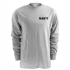 Navy Long Sleeve Grey Crew Neck Shirt